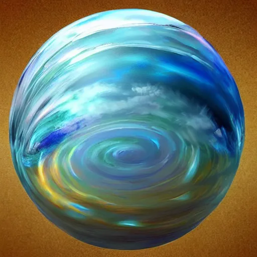 Prompt: ultra realist soft painting of a storm globe, underwater fish universe inside, symmetry accurate features, very intricate details, rainbow lighting, volumetric light water