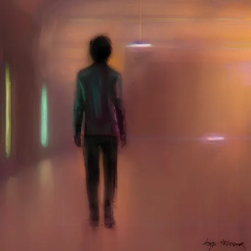 Image similar to sadness, no people, cyberpunk, pastel colors, painting