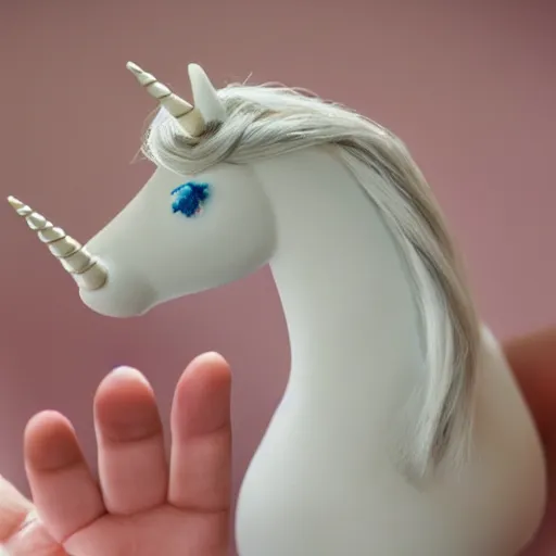 Prompt: photo of a realistic unicorn hatching out of an egg