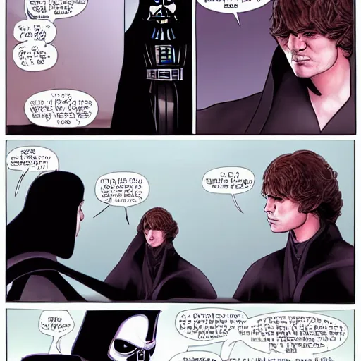 Prompt: anakin skywalker looking at the mirror and seeing darth vader, full body