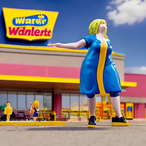 Prompt: figurine of walmart, personification, embodiment of, symbolize, official store photo, commercial photo, featured on amiami, surrealism, 8 k, 8 5 mm, beautiful composition