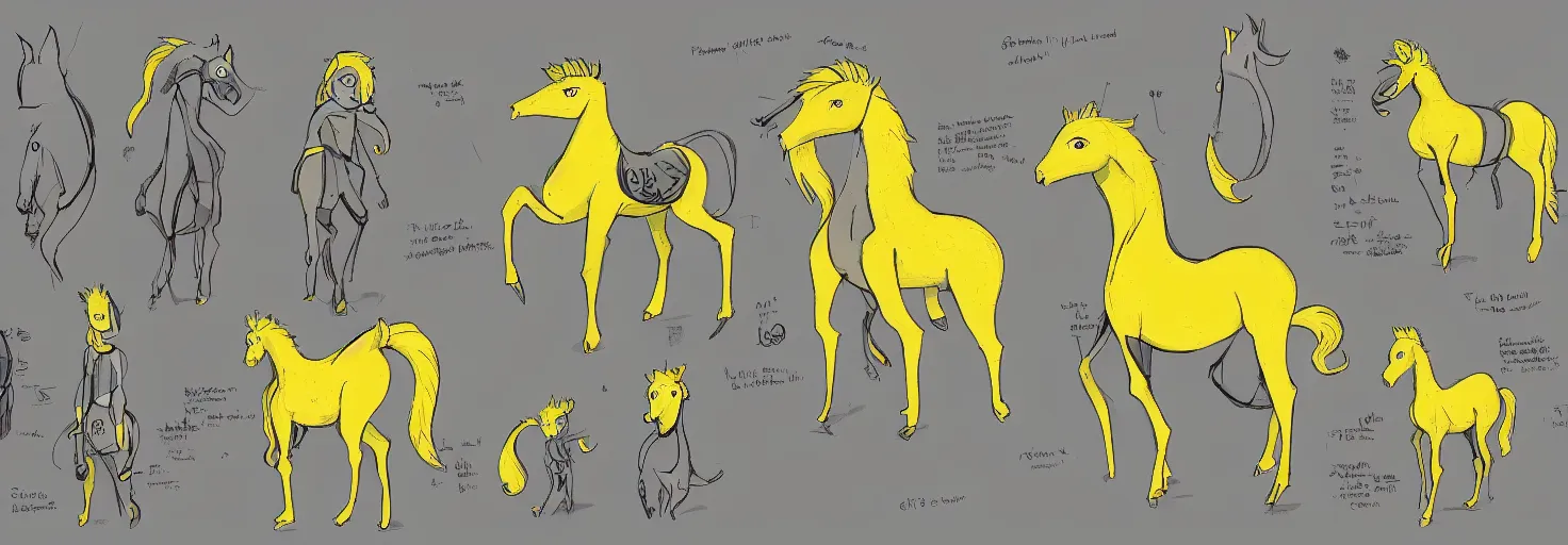 Image similar to banana horse character design sheet