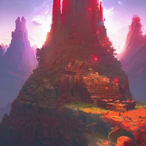 Prompt: lone traveler exploring epic fantasy temples, inspired by Marc Simonetti and Anton Fadeev