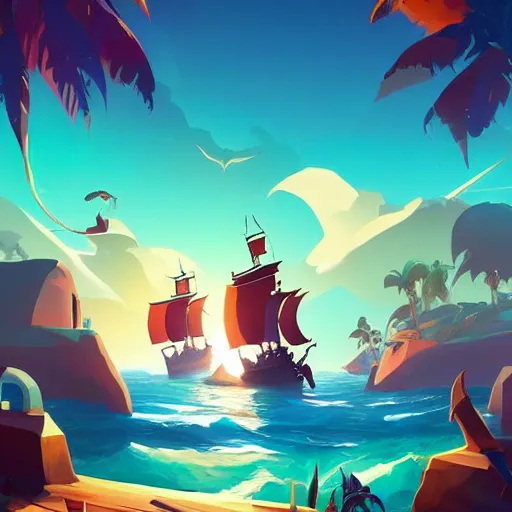 Image similar to painting treasure on sea of thieves game smooth median photoshop filter cutout vector, behance hd by jesper ejsing, by rhads, makoto shinkai and lois van baarle, ilya kuvshinov, rossdraws global illumination