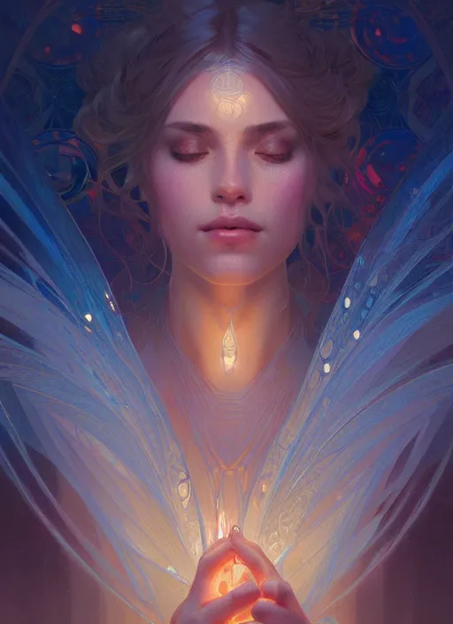 Image similar to water, glowing lights!! intricate elegant, highly detailed, digital painting, artstation, concept art, smooth, sharp focus, illustration, art by artgerm and greg rutkowski and alphonse mucha