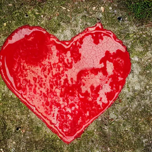 Prompt: dead teenager in an heart shaped blood stain