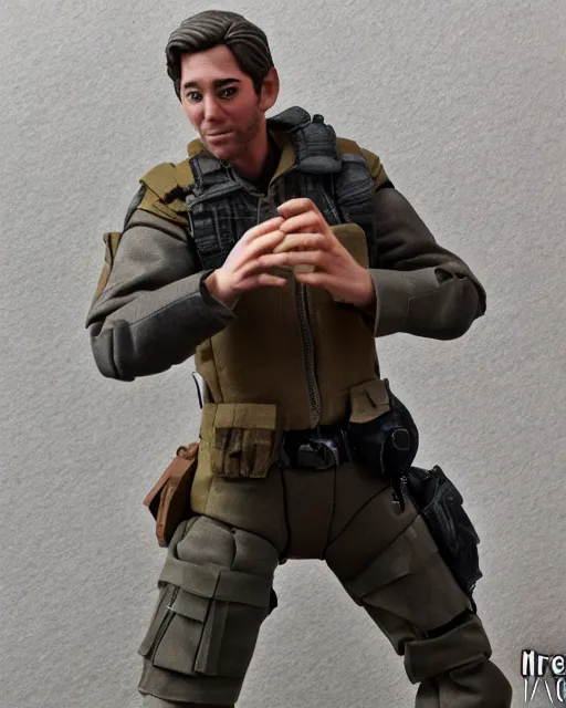 Image similar to twitch streamer adin ross as a action figure. highly detailed felt. hyper real photo. 4 k.