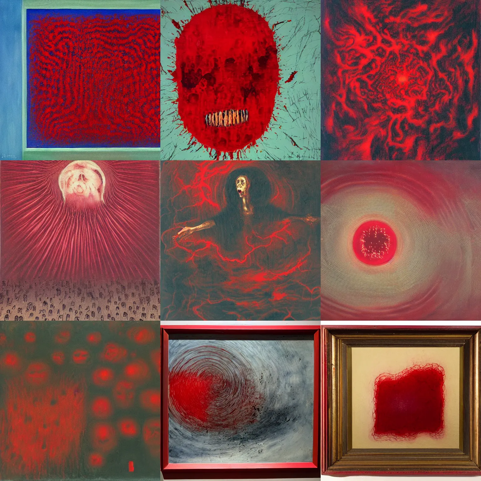 Prompt: a horror painting of a slowly pulsating red mass