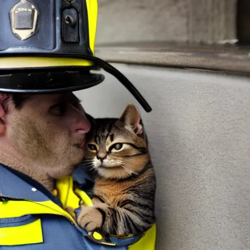 Prompt: a cat working as a fireman