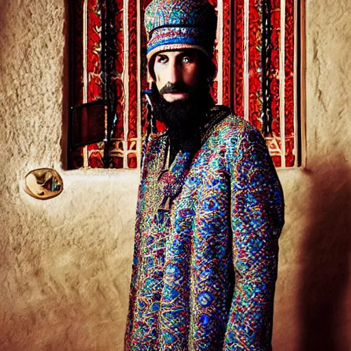 Image similar to A Moroccan wizard, portrait, by Mario Testino