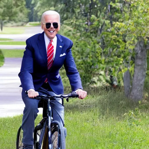 Prompt: Joe Biden riding a bicycle properly