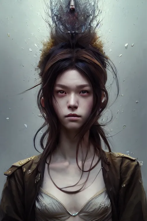 Image similar to A masterpiece portrait of a single Incredibly beautiful queer like a Syberian post apocalyptic shaman girl . medium shot, intricate, elegant, highly detailed. trending on artstation, digital art, by Stanley Artgerm Lau, WLOP, Rossdraws, James Jean, Andrei Riabovitchev, Marc Simonetti, Yoshitaka Amano