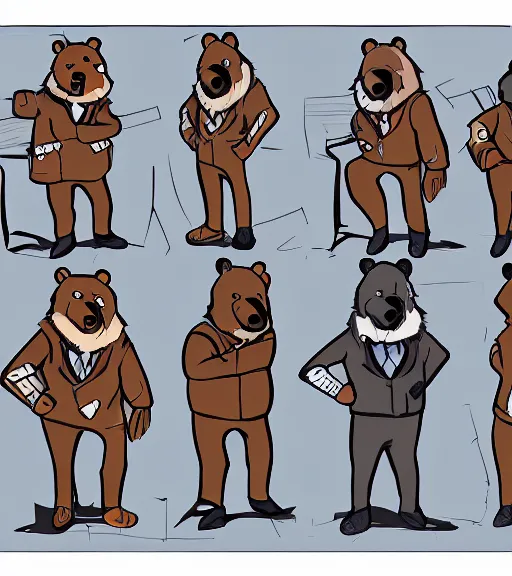 Prompt: expressive stylized master furry artist digital line art painting full body portrait character study of the anthro male anthropomorphic bear fursona animal person wearing clothes airline pilot uniform