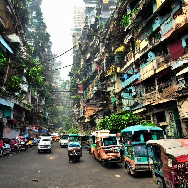 Image similar to streets of mumbai, future, mossy buildings, high fidelity, uncompressed png