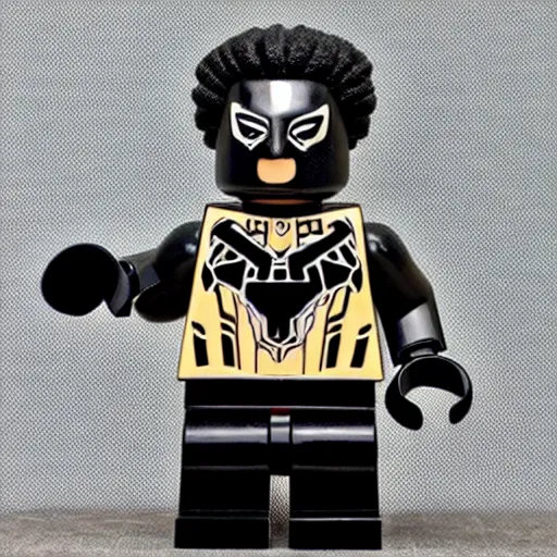 Image similar to marcus garvey cosplay black panther, lego vinyl action figure, plastic, toy, butcher billy style