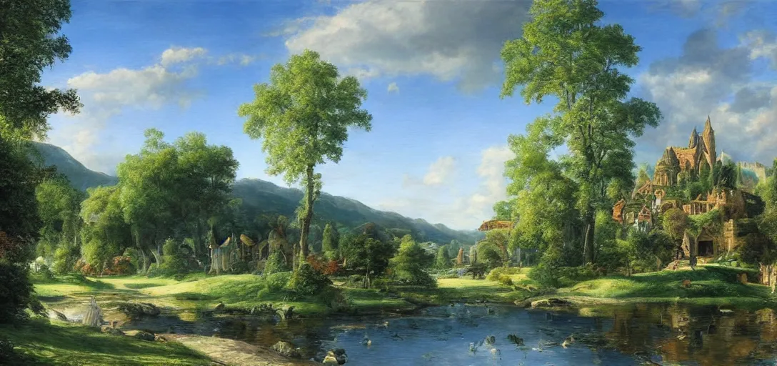 Image similar to beautiful Arcadia, sunny, photorealistic, masterpiece, award winning landscape photo, hyperdetailed