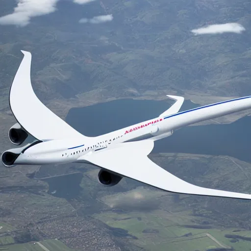 Image similar to an aircraft design in a collaboration between airbus and zaha hadid