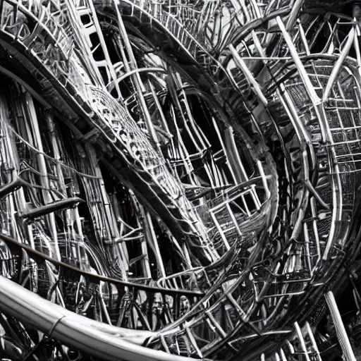 Image similar to an HR GIGER rollercoaster-g