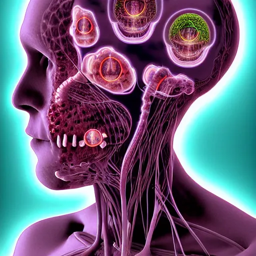 Image similar to an evolved human with new organs to thrive in the future ( body horror ), award winning digital art by philip hood