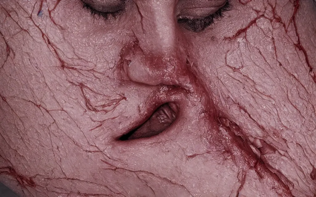 Image similar to human skin showing pores and veins, detailed, photographic, medical