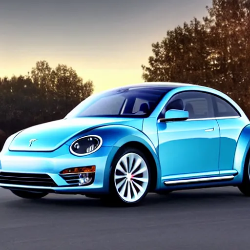 Prompt: if Tesla made a Volkswagen beetle, 8k, high definition, highly detailed