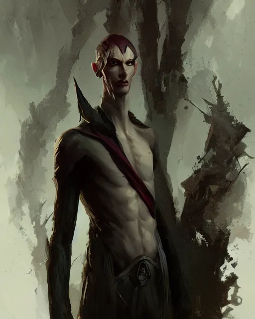 Prompt: character portrait of a slender half - elven man, by greg rutkowski, mark brookes trending on artstation