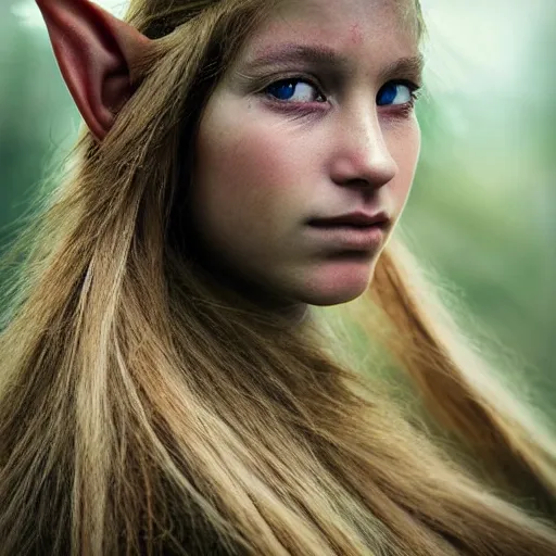 Prompt: stunning portrait photography of young beautiful elf queen from national geographic award winning