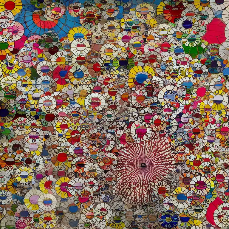 Image similar to japanese silk fan pattern, takashi murakami, digital painting, highly detailed, intricate, elegant, artstation, concept art, beautiful,