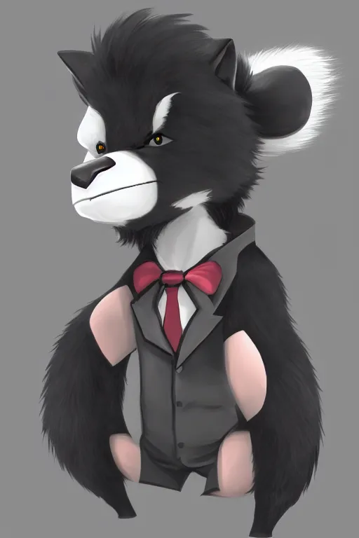 Prompt: an anthropomorphic skunk, fursona!!!! trending on furaffinity, by kawacy, trending on artstation