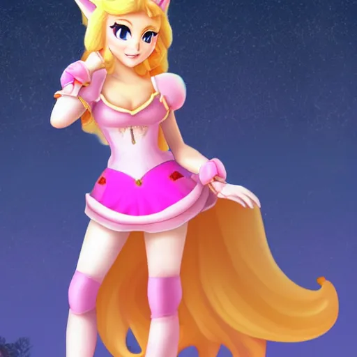 Prompt: princess peach as a catgirl