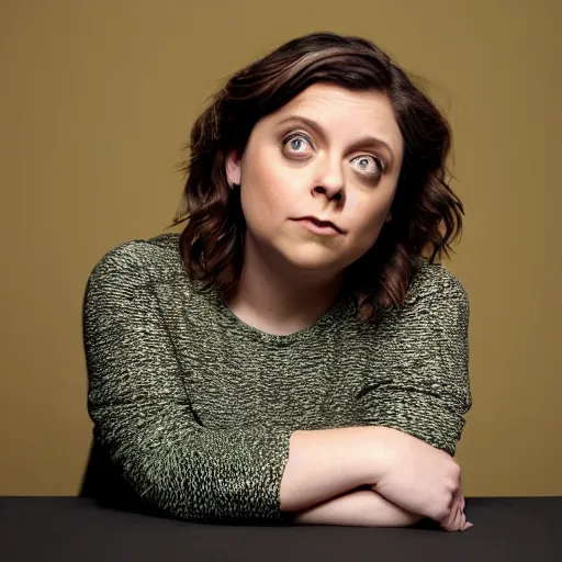 Image similar to rachel bloom holding a press conference in her head for all her negative feelings, digital art, 8 k resolution, highly detailed