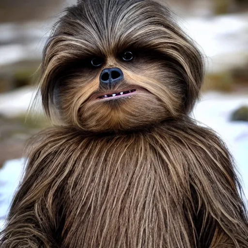 Prompt: a wookie without fur. photograph.