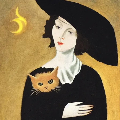 Image similar to a young witch holding a black cat by fontana, lavinia