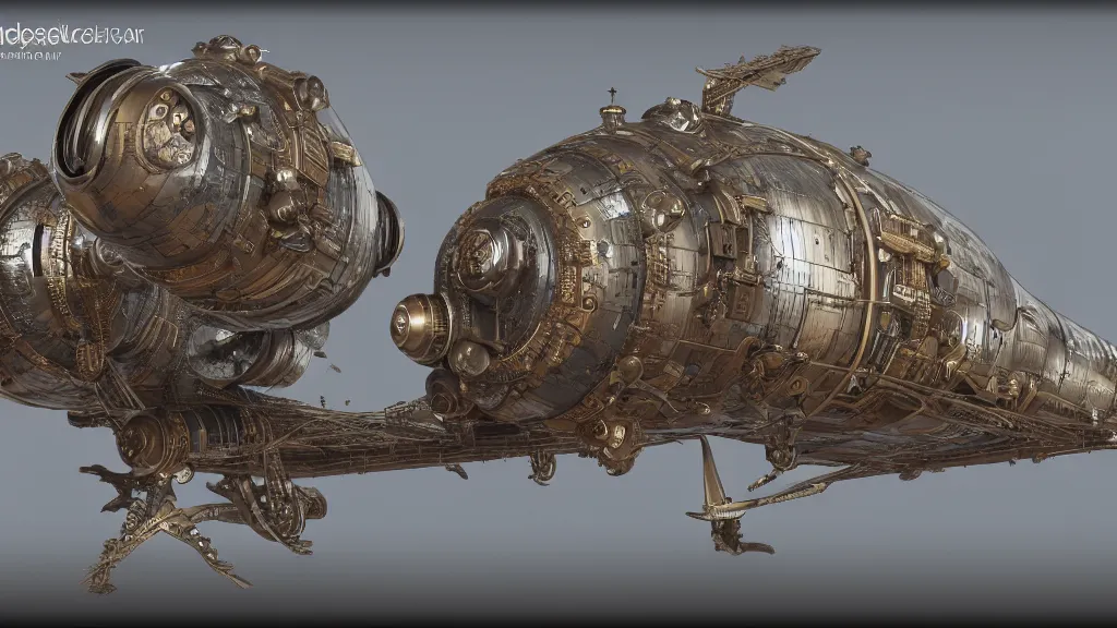 Image similar to steampunk tardigrade airship, high detail, octane render, 8k