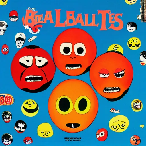 Image similar to 8 0's madballs toys on the beatles album cover, 8 k resolution, hyperdetailed, surrealism