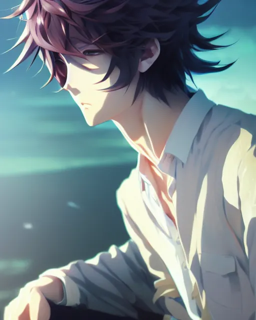 Prompt: extremely attractive soft feminine male anime character screenshot, nagito komaeda, anime, intricate, sharp focus, illustration, highly detailed, digital painting, cell shaded, concept art, matte, male art by ilya kuvshinov and kyoto animation and wlop, ruan jia and greg rutkowski, studio quality, masterpiece