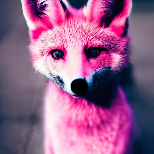 Prompt: pink fox, 8 k, 8 5 mm f 1. 8