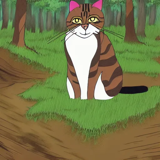 Prompt: a portrait of a cat in the forest, trending on deviantart, made in ms paint, edgy, 2 0 0 0 amv