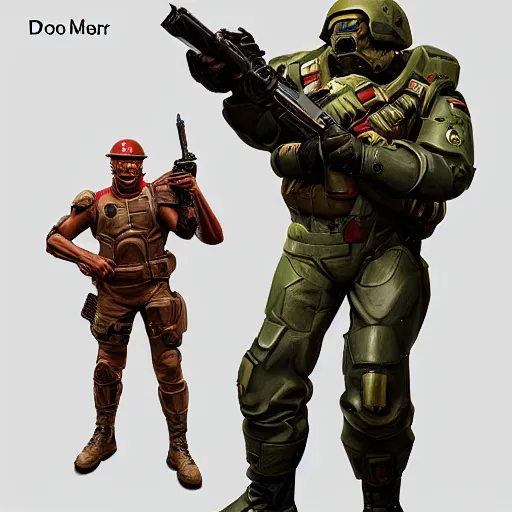 Image similar to doom slayer as ww 2 american soldier, photography, full height, front view, golden ratio