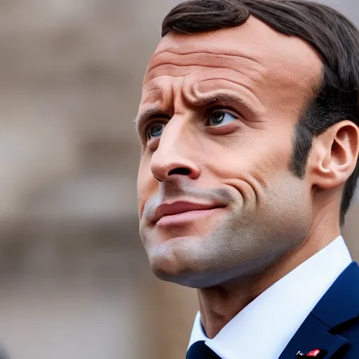 Prompt: Emmanuel Macron dressed as Dwayne Johnson 50mm photography, high quality, 4K