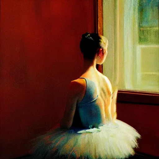 Image similar to portrait of a ballerina, very thick and wet oil paint, 8 k, cinematic light, shadows, reflection highlights in the paint, in the style of joseph lee,