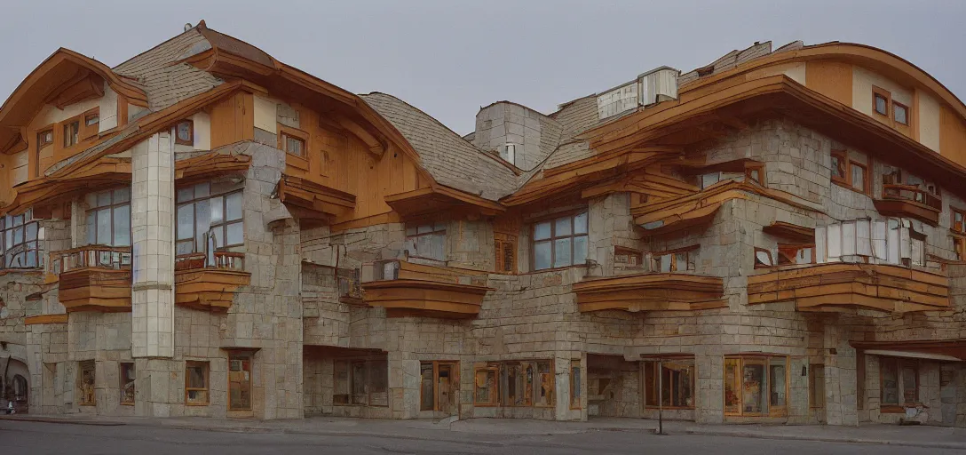 Prompt: postmodern zakopane designed by louis sullivan. fujinon premista 1 9 - 4 5 mm t 2. 9. portra 8 0 0.