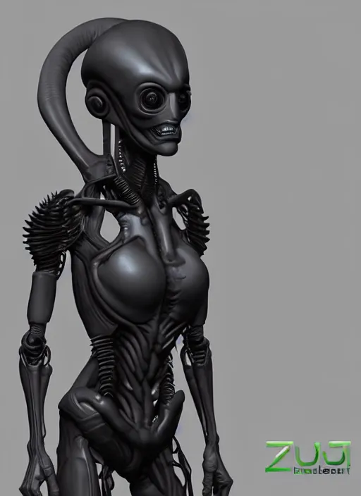 Prompt: portrait of a alien female wearing an exoskeletton, zbrush rendering, unreal engine