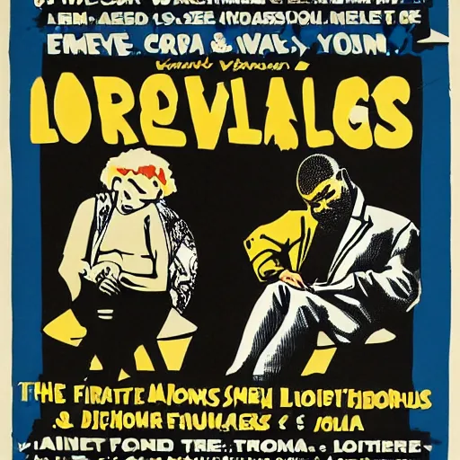 Image similar to an advertisement for the first and foremost album, an album cover by Emory Douglas, featured on flickr, private press, concert poster, groovy, lowbrow