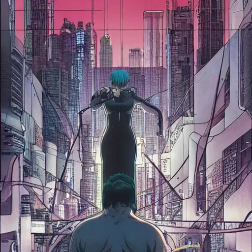 Image similar to Ghost in the shell. Moebius, cyberpunk, masterpiece
