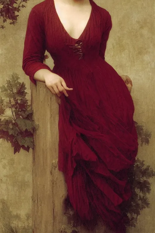 Prompt: annasophia robb wearing red houpelande, bouguereau