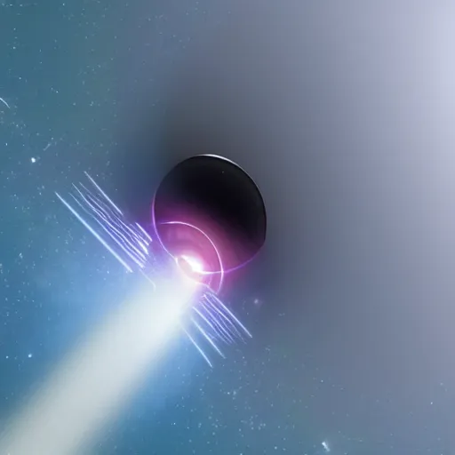 Prompt: a spaceship close to the event horizon of a black hole