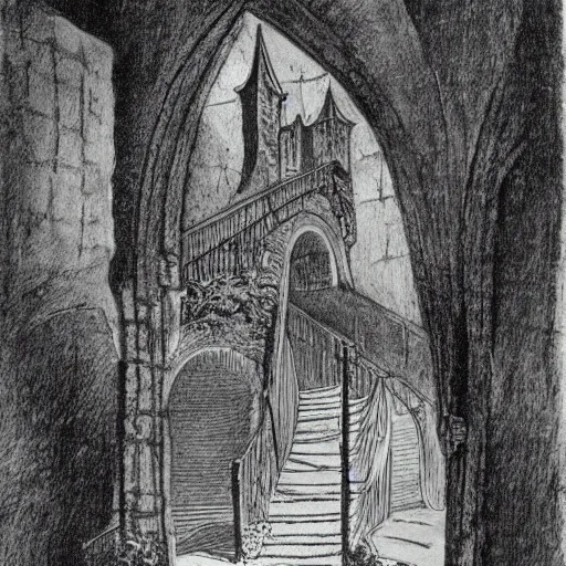 Prompt: castle gormenghast by mervyn peake,