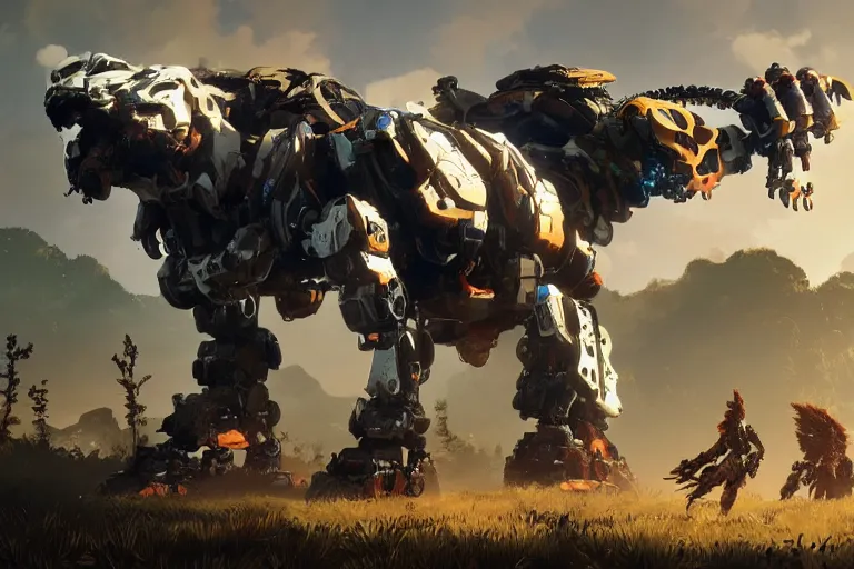 Image similar to shell - walker machine mecha animal beast robot of horizon forbidden west horizon zero dawn bioluminiscence global illumination ray tracing hdr fanart arstation by sung choi and eric pfeiffer and gabriel garza and casper konefal