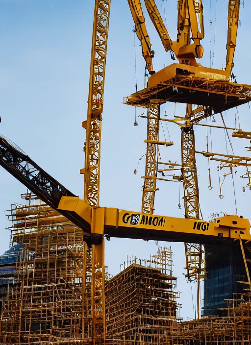 Image similar to construction crane in the shape of bryan cranston, natural light, bloom, detailed face, magazine, press, photo, steve mccurry, david lazar, canon, nikon, focus